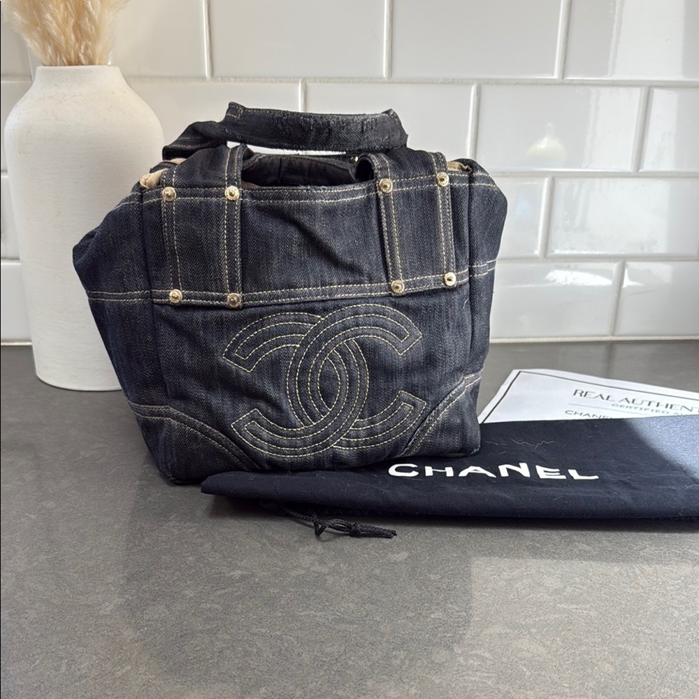 Rare Chanel CC Denim Sparkly Tote